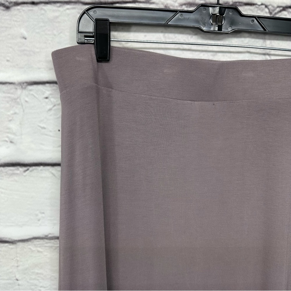 LOGO Maxi Skirt Sz L Asymmetrical Plum Stretch Waistband Tulip Hem Modal knit - Picture 4 of 12